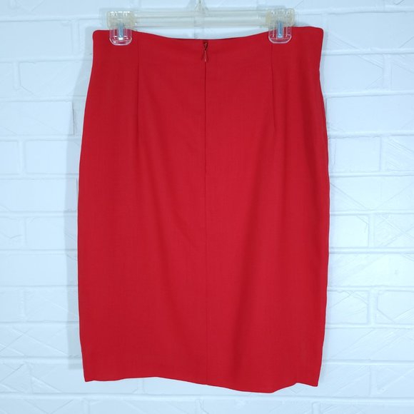 Vintage Istante Versace Bold Red Wool Skirt Suit Made in Italy Flawed 48/12 - Picture 13 of 16